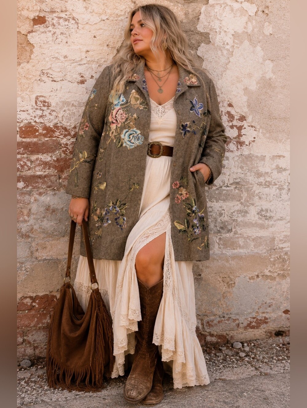 Vintage Nygard Collection Floral Embroidered Coat Size 20W Bird Grapes Boho